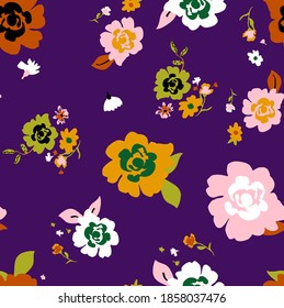 Abstracto Flores de resorte de mano y hojas patrón vectorial repetidor fondo aislado
