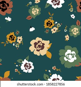 Abstrakte Handzeichnung Frühlingsblumen und Blätter Wiederholung Vektormuster einzeln auf Hintergrund