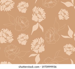 Abstract Hand Drawing Spring Flowers and Leaves Repeating Vector Pattern Isolated Background 