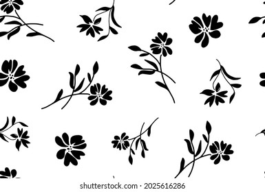Abstracto Flores de resorte de mano y deja un patrón vectorial sin soldadura fondo aislado