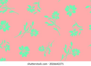 Abstract Hand Drawing Spring Flowers and Leaves Seamless Vector Pattern Isolated Background