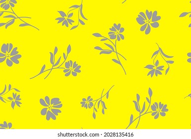 Abstract Hand Drawing Spring Flowers and Leaves Seamless Vector Pattern Isolated Background