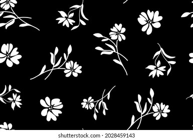 Abstracto Flores de resorte de mano y deja un patrón vectorial sin soldadura fondo aislado