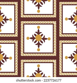 Abstract Hand Drawing Squared Snow Flakes Ethnic Traditional Seamless Vector Christmas Pattern Isolated Background