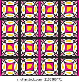 Abstract Hand Drawing Stained Glass Church Interior Design Seamless Vector Pattern Isolated Background