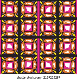 Abstract Hand Drawing Stained Glass Church Interior Design Seamless Vector Pattern Isolated Background