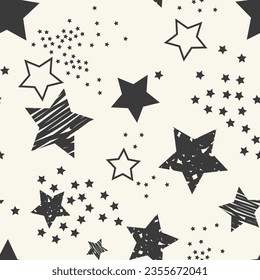 Abstract hand drawing stars vector illustration seamless pattern background. design for use all over fabric print wrapping paper decorative backdrop and others