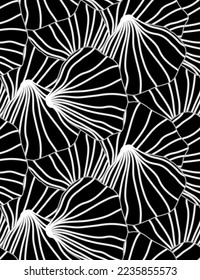 Abstract Hand Drawing Striped Sea Shells Seamless Vector Pattern Isolated Background