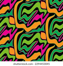 Abstract Hand Drawing Swirls Curls Curves Brush Strokes and Wavy Lines Seamless Vector Pattern Isolated Background