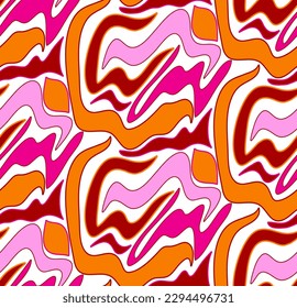 Abstract Hand Drawing Swirls Curls Curves Brush Strokes and Wavy Lines Seamless Vector Pattern Isolated Background