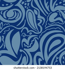 Abstract Hand Drawing Swirls Paisleys Brush Strokes and Lines Seamless Vector Pattern Isolated Background