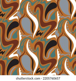 Abstract Hand Drawing Swirls Paisleys Brush Strokes and Lines Seamless Vector Pattern Isolated Background