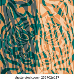 Abstract Hand Drawing Symmetric Tiger Lion Face Portrait with Zebra Stripes Placement Print Poster Vector Pattern Isolated Background