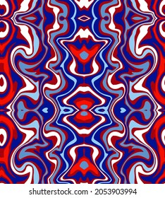 Abstract Hand Drawing Symmetric Wavy Lines Seamless Vector Pattern Isolated Background