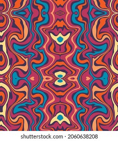 Abstract Hand Drawing Symmetric Wavy Lines Seamless Vector Pattern Isolated Background