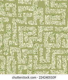 Dibujo manual texturado de laberinto geométrico laberíntico laberíntico mazorca sin soldadura patrón vectorial aislado fondo