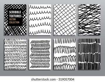 Abstract hand drawing textures. Vector illustration set.