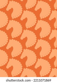 Abstract Hand Drawing Tile Ethnic Horse Heads Equestrian Seamless Vector Pattern Isolated Background