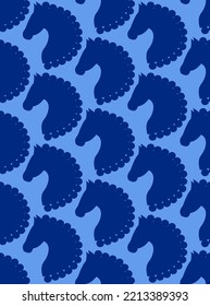 Resumen Mano Dibujo Tile Étnica Cabeceras Caballos Ecuestres Patrón Vector sin Mar Aislado Fondo