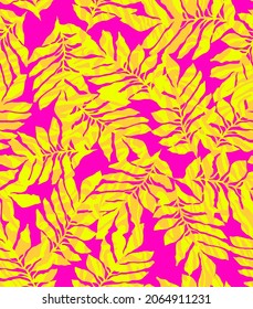 Abstract Hand Drawing Tropical Exotic Leaves with Zebra Stripes Texture Seamless Vector Pattern Isolated Background