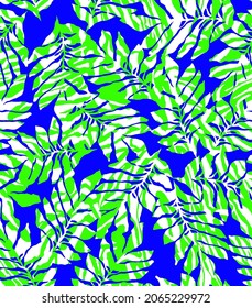 Abstract Hand Drawing Tropical Exotic Leaves with Zebra Stripes Texture Seamless Vector Pattern Isolated Background