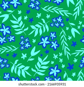 Abstract Hand Drawing Tropical Exotic Retro Flowers and Leaves Seamless Vector Pattern Isolated Background