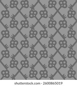 Abstract Hand Drawing Two Colored Diagonal Vintage Keys Seamless Vector Pattern Isolated Background
