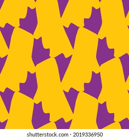 Abstract Hand Drawing Two Colors People Heads Silhouettes Seamless Vector Pattern Geometric Background