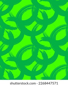 Abstract Hand Drawing Two Colors Geometric Layered Brush Strokes Ellipses Round Circles Chains Seamless Vector Pattern Isolated Background 