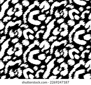 Abstract Hand Drawing Two Colors Scribbled Leopard Cheetah Panther Animal Skin Shapes Seamless Vector Pattern Isolated Background