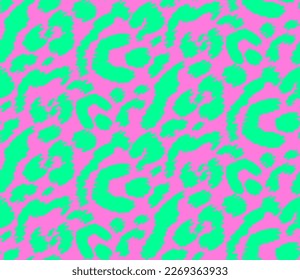 Abstract Hand Drawing Two Colors Scribbled Leopard Cheetah Panther Animal Skin Shapes Seamless Vector Pattern Isolated Background