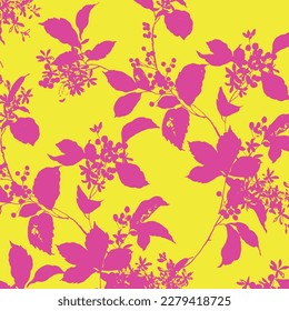 Abstract Hand Drawing Two Colors Victorian Baroque Flowers and Leaves Seamless Vector Pattern Isolated Background Seamless vector floral pattern in Hawaiian style with big flowers