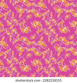 Abstract Hand Drawing Two Colors Victorian Baroque Flowers and Leaves Seamless Vector Pattern Isolated Background Seamless vector floral pattern in Hawaiian style with big flowers