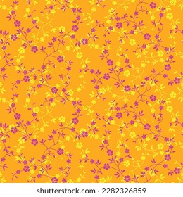 Abstrakte Hand Zeichnung von zwei Farben viktorianische barocke Blumen und Blätter Nahtlose Vektormuster einzeln Hintergrund Nahtlose Vektorgrafik Muster im hawaiianischen Stil mit winzigen Blumen und Blättern