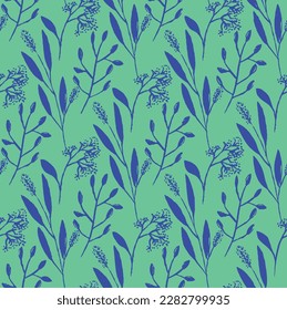 Dibujo manual abstracto de dos colores Flores barrocas victorianas y hojas patrón vectorial sin soldadura fondo aislado Patrón vectorial sin vapor floral estilo hawaiano con flores grandes