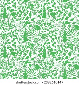 Abstrakte Hand Zeichnung von zwei Farben viktorianische barocke Blumen und Blätter Nahtlose Vektormuster einzeln Hintergrund Nahtlose Vektorgrafik Muster im hawaiischen Stil mit großen Blumen 