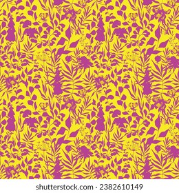 Dibujo manual abstracto de dos colores Flores barrocas victorianas y hojas patrón vectorial sin soldadura fondo aislado Patrón vectorial sin vapor floral estilo hawaiano con flores grandes 