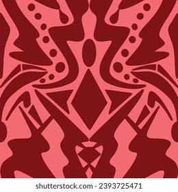 Abstracto Dibujo De Dos Colores Monocromo Étnico Tradicional Africano Formas Geométricas Simétricas Sintomáticas Patrón Vector Textil Aislado Fondo