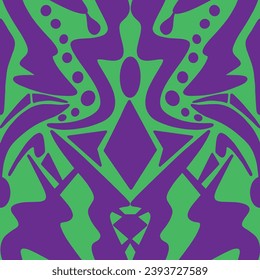 Abstract Hand Drawing Two Colors Monochrome Ethnic Traditional African Symmetric Geometric Shapes Seamless Textile Vector Pattern Isolated Background