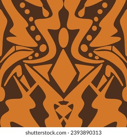 Abstracto Dibujo De Dos Colores Monocromo Étnico Tradicional Africano Formas Geométricas Simétricas Sintomáticas Patrón Vector Textil Aislado Fondo