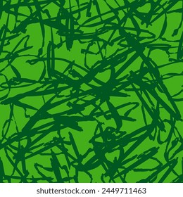 Abstract Hand Drawing Two Colors Mix Scribbled Brush Strokes Scratches Lines Seamless Geometric Vector Pattern Isolated Background