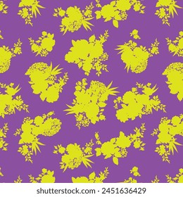 Dibujo Abstractas a mano Dos Colores Barroco victoriano Flores y hojas Patrón de Vector sin costura Fondo aislado Patrón floral de Vector sin costura en estilo hawaiano con flores grandes. 