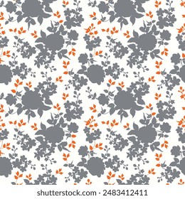 Abstract Hand Drawing Two Colors Victorian Baroque Flowers and Leaves Seamless Vector Pattern Isolated Background Seamless vector floral pattern in Hawaiian style with big flowers