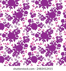 Abstract Hand Drawing Two Colors Victorian Baroque Flowers and Leaves Seamless Vector Pattern Isolated Background Seamless vector floral pattern in Hawaiian style with big flowers