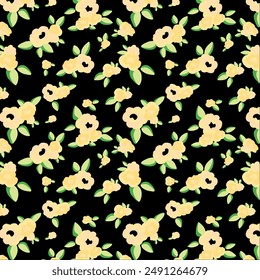 Abstract Hand Drawing Two Colors Victorian Baroque Flowers and Leaves Seamless Vector Pattern Isolated Background Seamless vector floral pattern in Hawaiian style with big flowers design