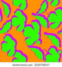 Abstract Hand Drawing Two Colors Victorian Baroque Flowers and Leaves Seamless Vector Pattern Isolated Background Seamless vector floral pattern in Hawaiian style with big flower