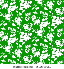 Desenho de mão abstrato Duas cores silhueta Flores e folhas Padrão de vetor sem costura isolado Fundo Padrão floral vetor sem costura no estilo havaiano com flores grandes