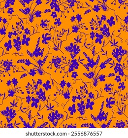 Abstract Hand Drawing Two Colors Victorian Baroque Flowers and Leaves Seamless Vector Pattern Isolated Background Seamless vector floral pattern in Hawaiian style with big flowers
