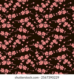 Abstract Hand Drawing Two Colors Victorian Baroque Flowers and Leaves Seamless Vector Pattern Isolated Background Seamless vector floral pattern in Hawaiian style with big silhouette flowers