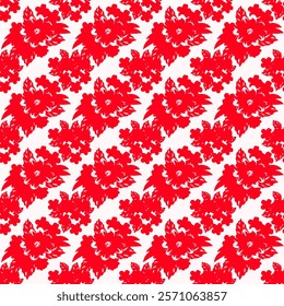 Abstract Hand Drawing Two Colors Victorian Baroque Flowers and Leaves Seamless Vector Pattern Isolated Background Seamless vector floral pattern in Hawaiian style with big flowers